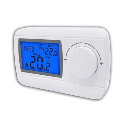 Floor Heating Thermostat Wireless Room Thermostat in White with LCD Display