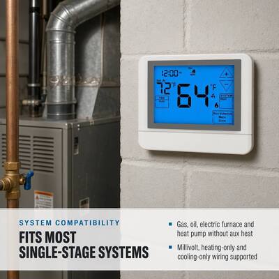 24V or Batteries LCD Conventional Wired Programmable 1H 1C Digital Home Heating and Cooling Thermostat For Commercial HVAC System
