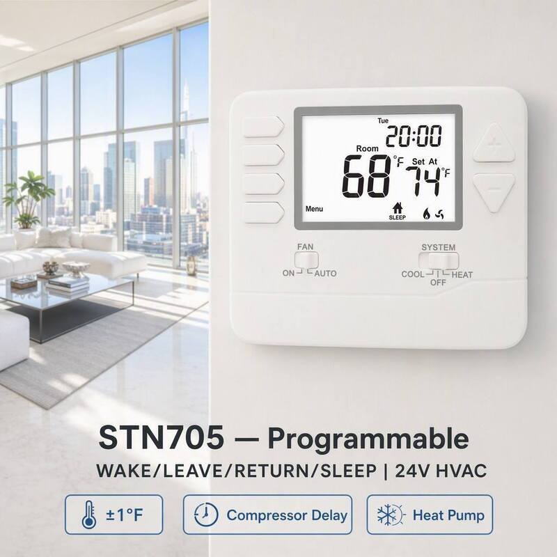 Power supply or Batteries Wired Room Programmable HVAC System Single Stage 24V Thermostat And Durable Temperature Controller