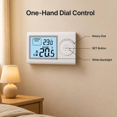 Riseem 230V ワイヤレスルーム HVAC IP20 保護レベルを持つ非プログラム可能な家庭用サーモスタット