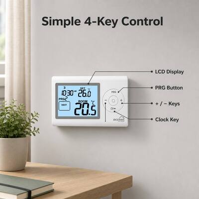 Riseem温度コントローラー 暖房 7 日 プログラム可能な温度調節器 熱冷スイッチ