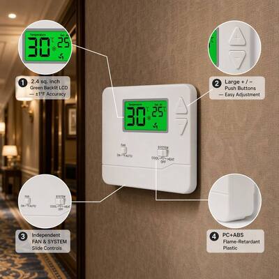 Miuputake 高度な有線温度コントローラー、手動/自動制御、5-35℃温度範囲