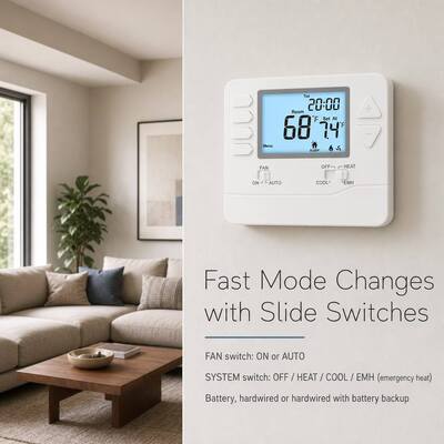 Riseem 毎週 プログラム可能 0.5°C 精度 HVAC システム 熱ポンプ 温度調節器 24V