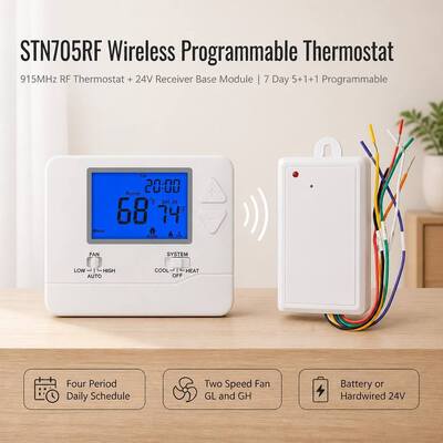 24V ワイヤレス プログラム可能 PTAC RF 1H1C RF ホテル サーモスタット 915MHZ 温度制御用