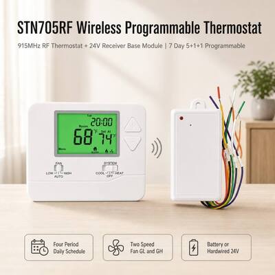 ホテルルーム用 915MHZ ワイヤレス PTAC プログラマブル サーモスタット 5分 コンプレッサー遅延保護 1ヒート 1クール
