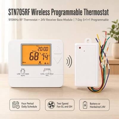 24Vまたは電池駆動の暖房と冷却 7 日 無線室 単段階 PTAC RF 温度調節器