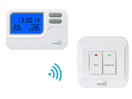 Riseem ホワイト ABS 868Mhz RF 部屋 無線 プログラム可能 サーモスタット デジタル 暖房 冷却 OEM